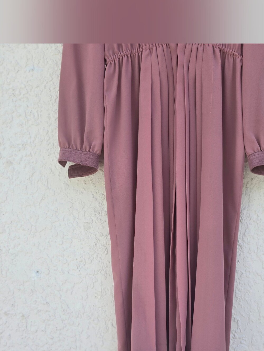 Abe Schrader Vintage Faux Suede & Pleated Midi Dress - Dusty Rose / Mauve - Picture 4 of 10